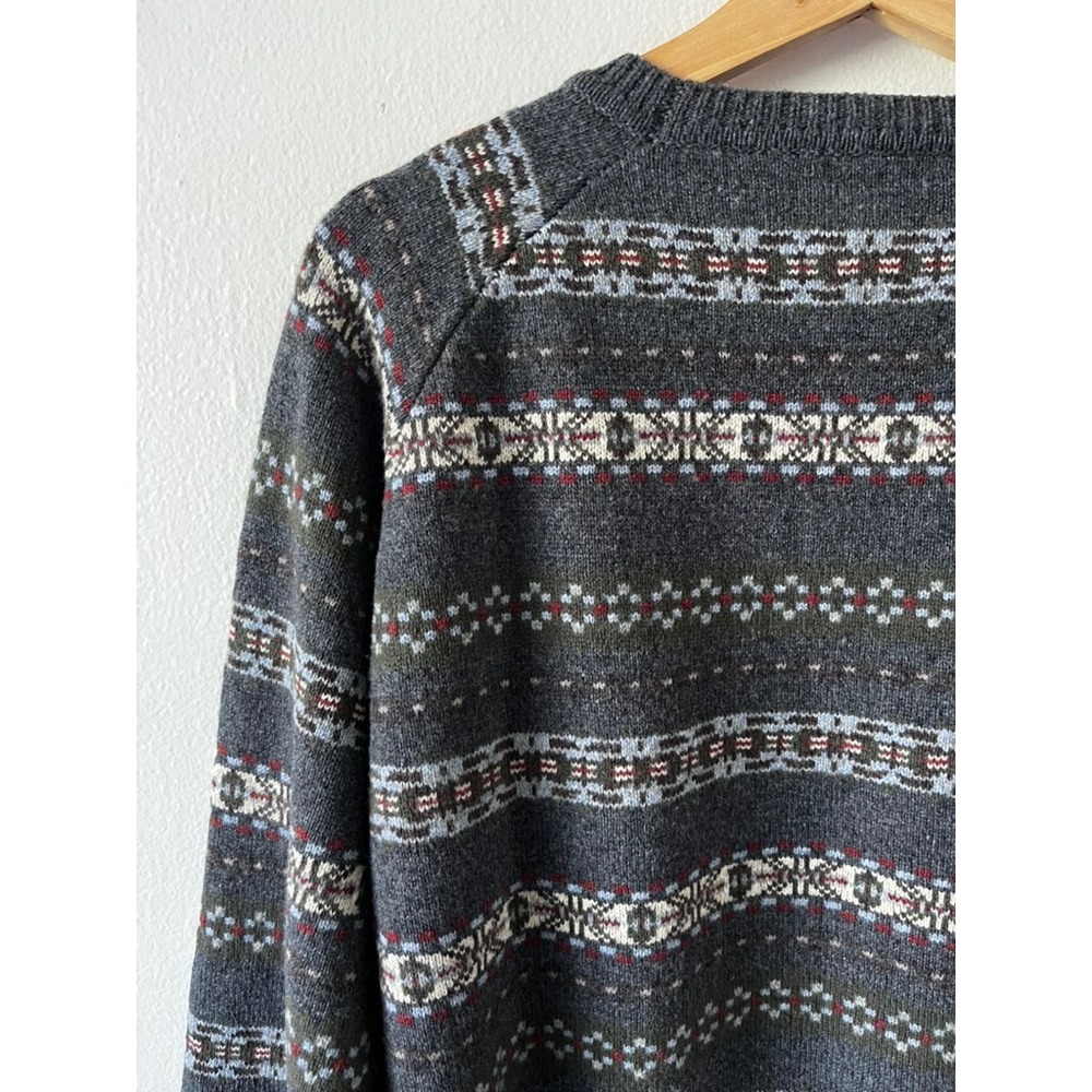 Peter Millar Mountainside Fair Isle Crew Neck Wool Blend Sweater Gray size XL - Picture 10 of 14